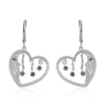 GP Celestial Dream Collection Blue and White Diamond Heart Earrings in Platinum Over Sterling Silver 0.50 ctw - Sticky add to cart bar
