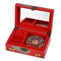 Red Ground with Peacock 2 Layer Jewelry Box with Anitique Metal Closure (8.27"x5.51"x2.95") - Sticky add to cart bar
