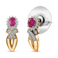 Montepuez Ruby and White Zircon Stud Earrings in Vermeil Yellow Gold Over Sterling Silver 0.75 ctw - Sticky add to cart bar