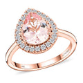 Certified & Appraised Luxoro 14K Rose Gold AAA Palmeiras Pink Morganite and I2 Diamond Halo Ring (Size 10.0) 2.20 ctw - Sticky add to cart bar