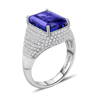 Certified & Appraised Rhapsody 950 Platinum AAAA Tanzanite and E-F VS Diamond Ring 9.15 Grams 6.75 ctw