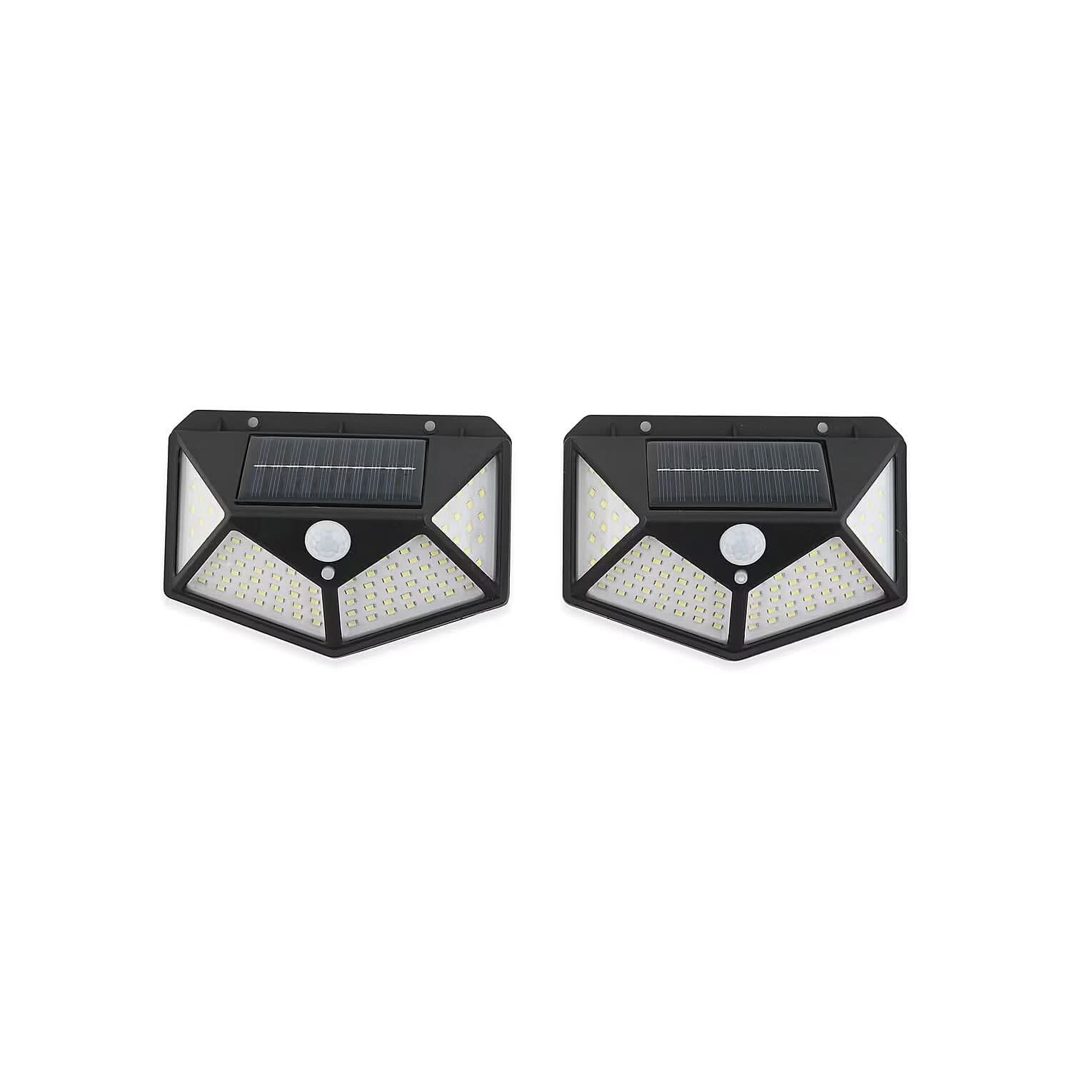 Set of 2 Black Solar Motion Sensor LED Wall Lamp