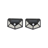 Set of 2 Black Solar Motion Sensor LED Wall Lamp