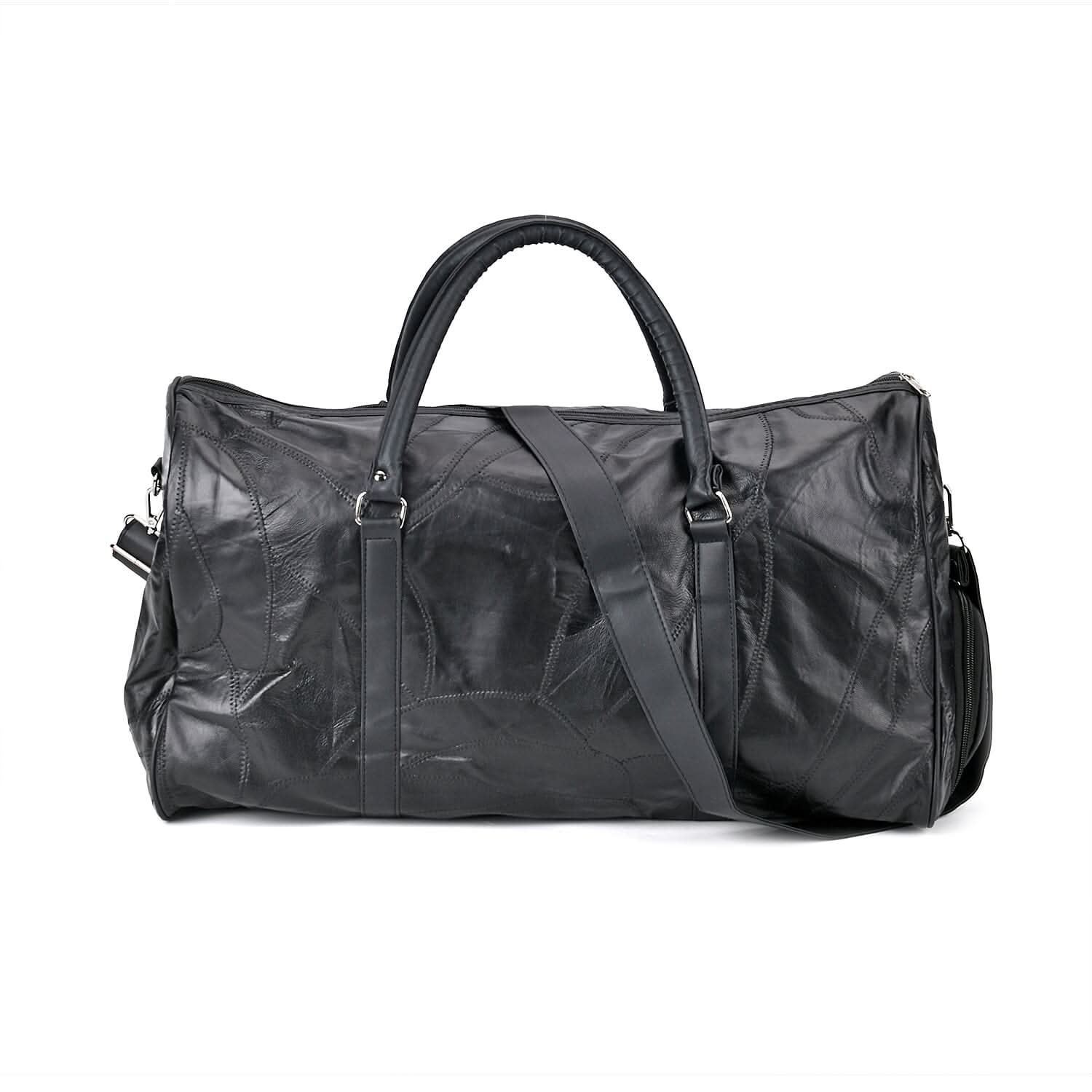 Black Sheep Leather Travel Bag with Handle Drop 8.7 and Long Shoulder Strap 54.7