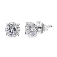 Luxoro 10K White Gold 120 Facets Moissanite Solitaire Earrings 2.00 ctw