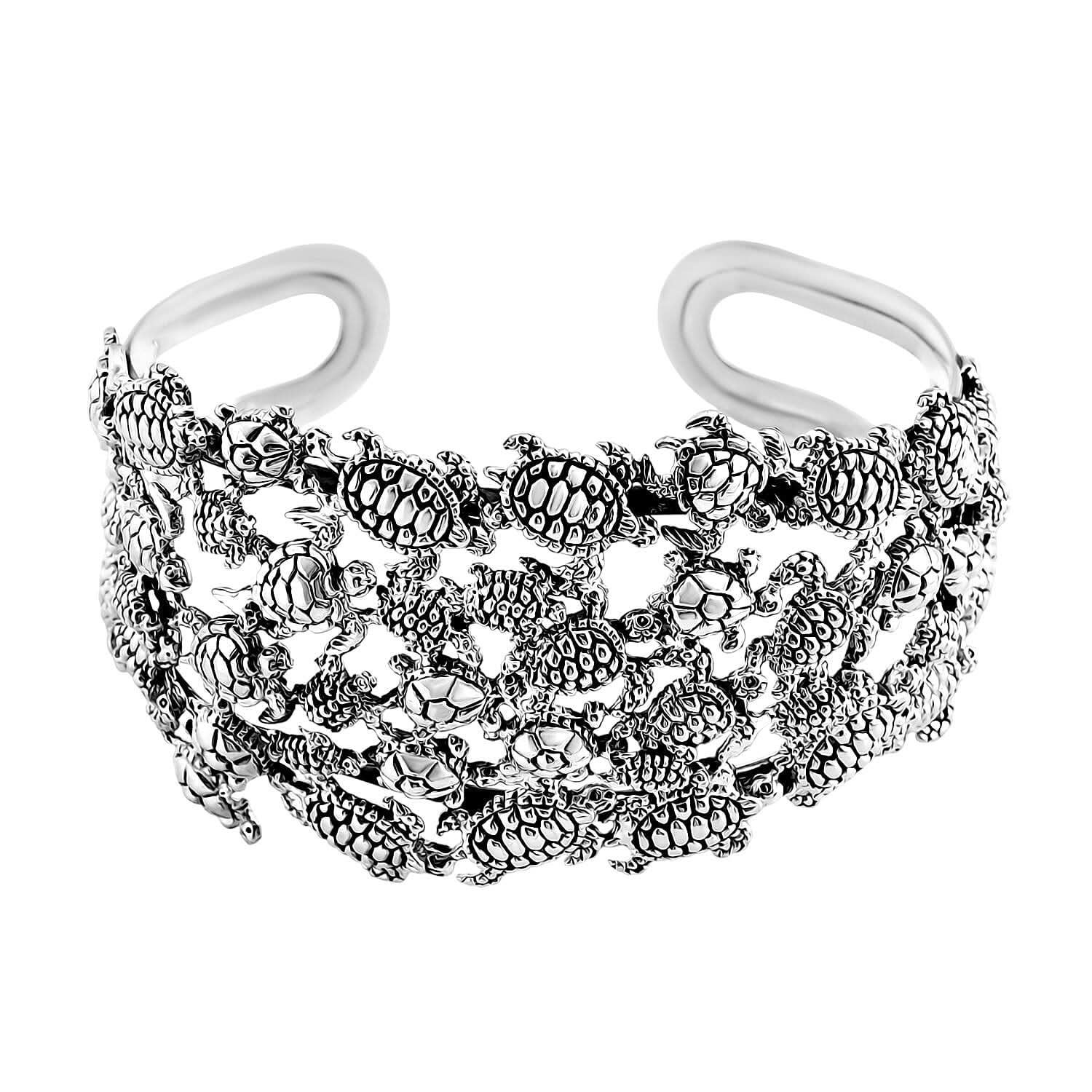 Bali Legacy Turtle Cuff Bracelet in Sterling Silver (6.50 In) 36.15 Grams