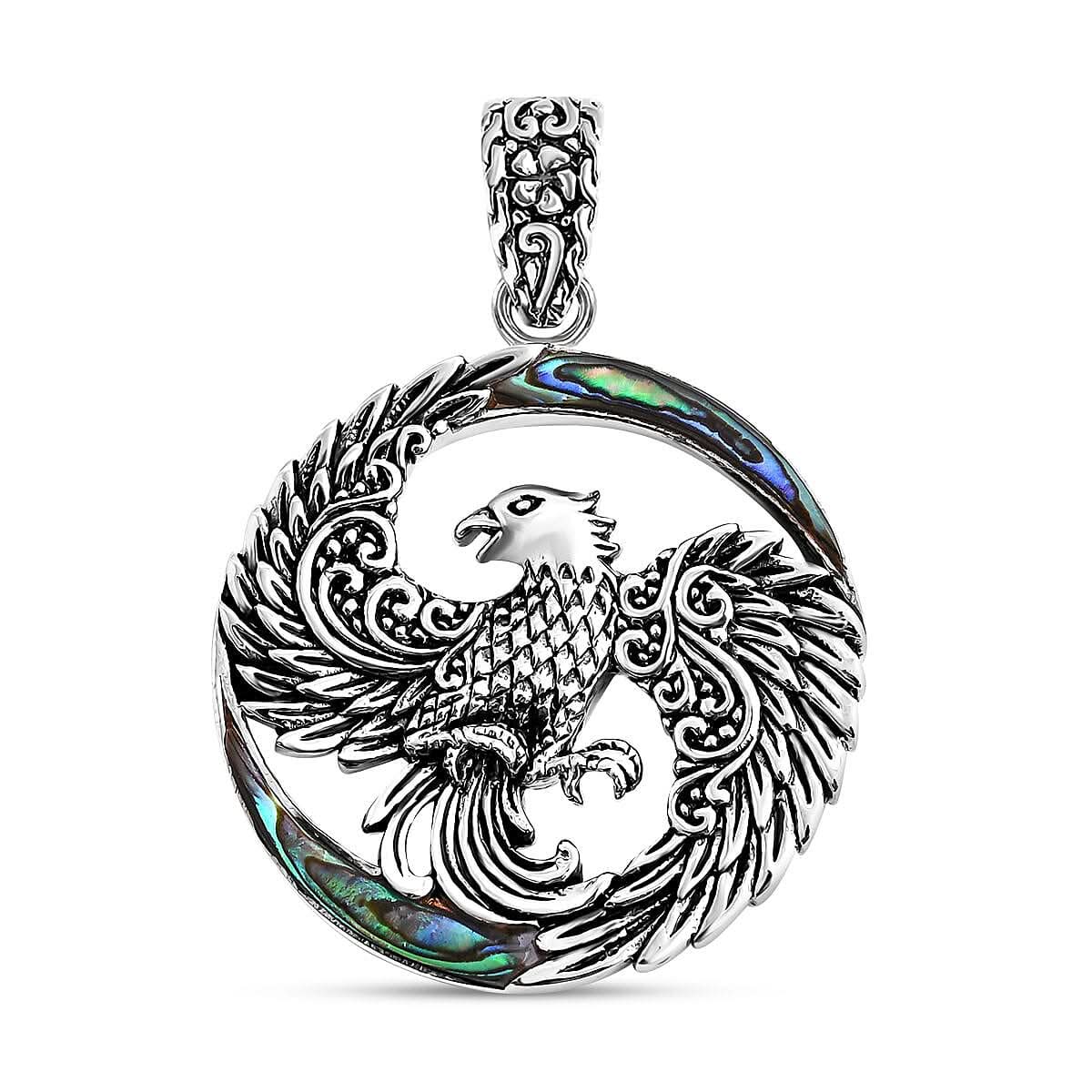 Bali Legacy Abalone Shell Phoenix Pendant in Sterling Silver