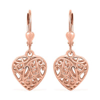 14K Rose Gold Over Sterling Silver Lever Back Earrings 3.70 Grams