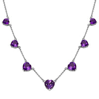 African Amethyst Station Necklace (18 Inches) in Platinum Over Sterling Silver 13.85 ctw