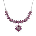 Orissa Rhodolite Garnet Floral Necklace 18-20 Inches in Platinum Over Sterling Silver 8.15 ctw - Sticky add to cart bar