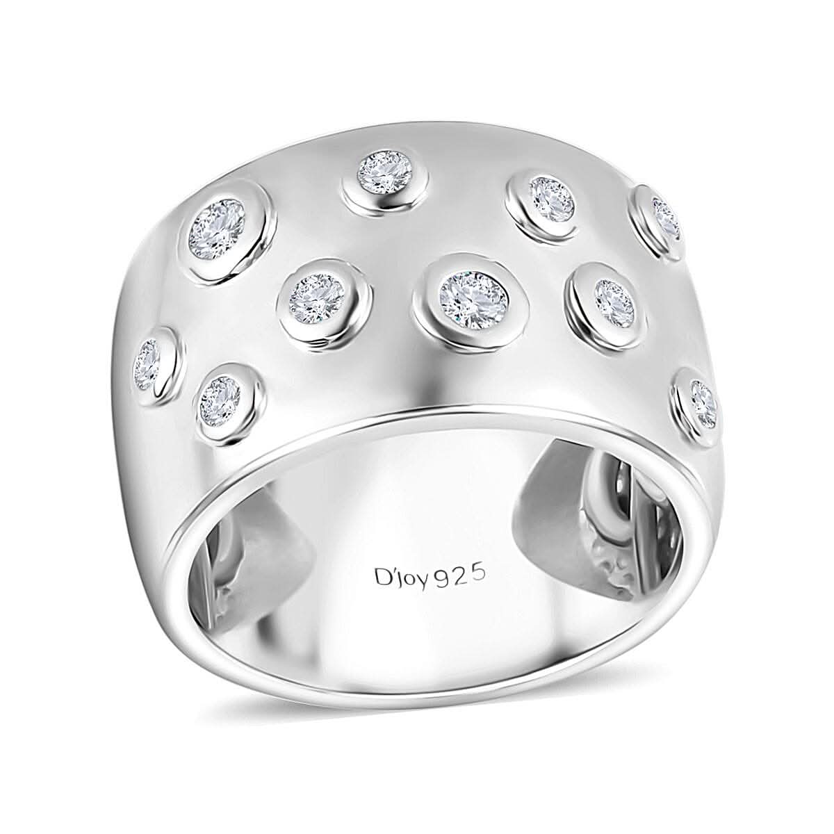 Moissanite Band Ring in Platinum Over Sterling Silver (Size 6.0) 0.35 ctw