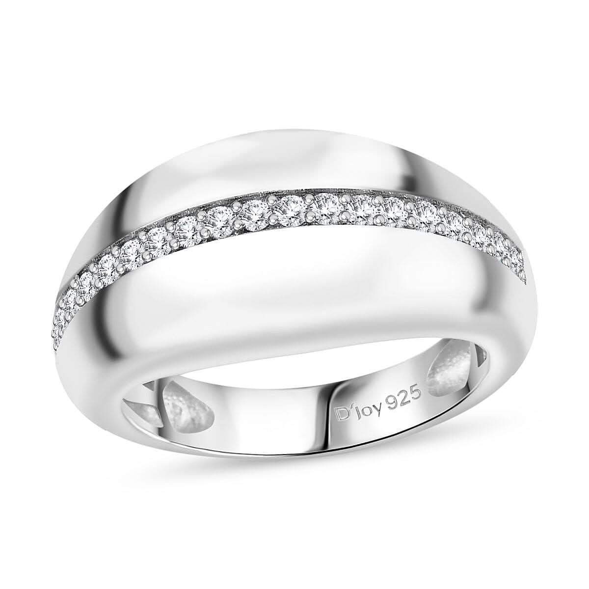 Moissanite Ring in Platinum Over Sterling Silver (Size 8.0) 0.40 ctw