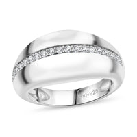 Moissanite Ring in Platinum Over Sterling Silver (Size 8.0) 0.40 ctw
