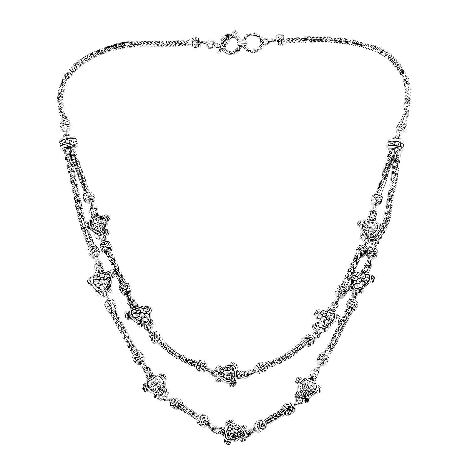 Bali Legacy Sterling Silver Turtle Necklace (20 Inches) (37.50 g)