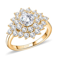 TLV Moissanite (Rnd 6.5mm) Ring in Platinum Over Sterling Silver (Size 7.0) 2.80 ctw