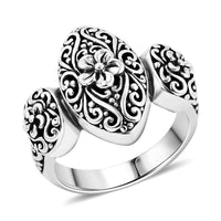 TLV Bali Legacy Sterling Silver Frangipani Flower Ring (Size 10.0) (6.50 g)