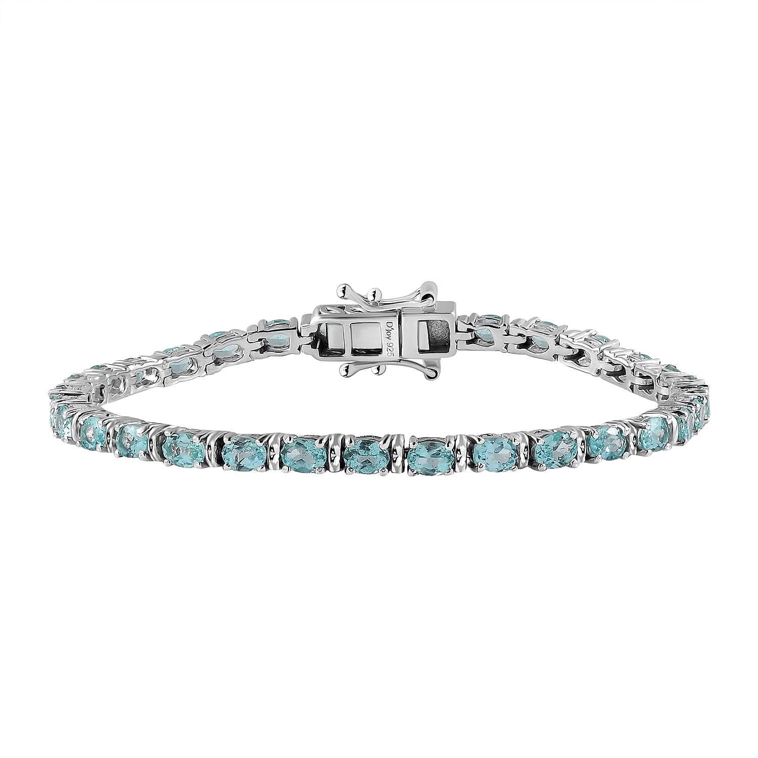 Madagascar Paraiba Apatite Tennis Bracelet in Platinum Over Sterling Silver (6.50 In) 5.75 ctw