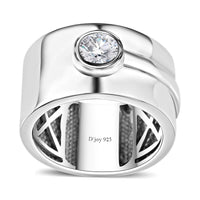 Moissanite (Rnd 5mm) Ring in Platinum Over Sterling Silver (Size 10.0) 0.40 ctw