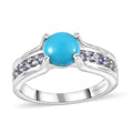Premium Sleeping Beauty Turquoise and Tanzanite Ring in Platinum Over Sterling Silver (Size 10.0) 1.50 ctw - Sticky add to cart bar