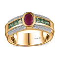 Montepuez Ruby and Multi Gemstone Ring in Vermeil Yellow Gold Over Sterling Silver (Size 6.0) 1.40 ctw - Sticky add to cart bar