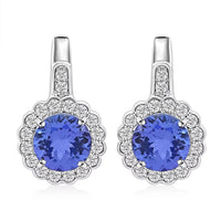 Certified & Appraised Rhapsody 950 Platinum AAAA Tanzanite and E-F VS Diamond Earrings 2.20 ctw
