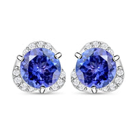 Certified & Appraised Rhapsody 950 Platinum AAAA Tanzanite and E-F VS Diamond Stud Earrings 2.00 ctw