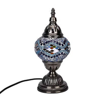 Fragrant Turkish Moroccan Glass Mosaic Table Lamp (4.5"x4.5"x11.4") with Bulb and 10 Pieces of Essential Oils for Aromatherapy (US Plug, 110V, 30W)