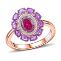 Premium Orissa Rhodolite Garnet, Multi Gemstone Ring in Vermeil RG Over Sterling Silver (Size 10.0) 3.50 ctw - Sticky add to cart bar
