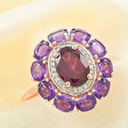 Premium Orissa Rhodolite Garnet, Multi Gemstone Ring in Vermeil RG Over Sterling Silver (Size 10.0) 3.50 ctw