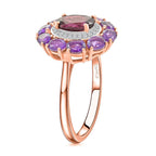 Premium Orissa Rhodolite Garnet, Multi Gemstone Ring in Vermeil RG Over Sterling Silver (Size 10.0) 3.50 ctw