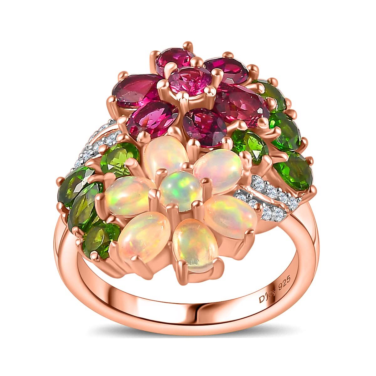 Orissa Rhodolite Garnet, Multi Gemstone Ring in Vermeil RG Over Sterling Silver (Size 10.0) 3.40 ctw