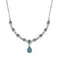 Premium Grandidierite and White Zircon Drop Necklace 18-20 Inches in Platinum Over Sterling Silver 4.50 ctw - Sticky add to cart bar