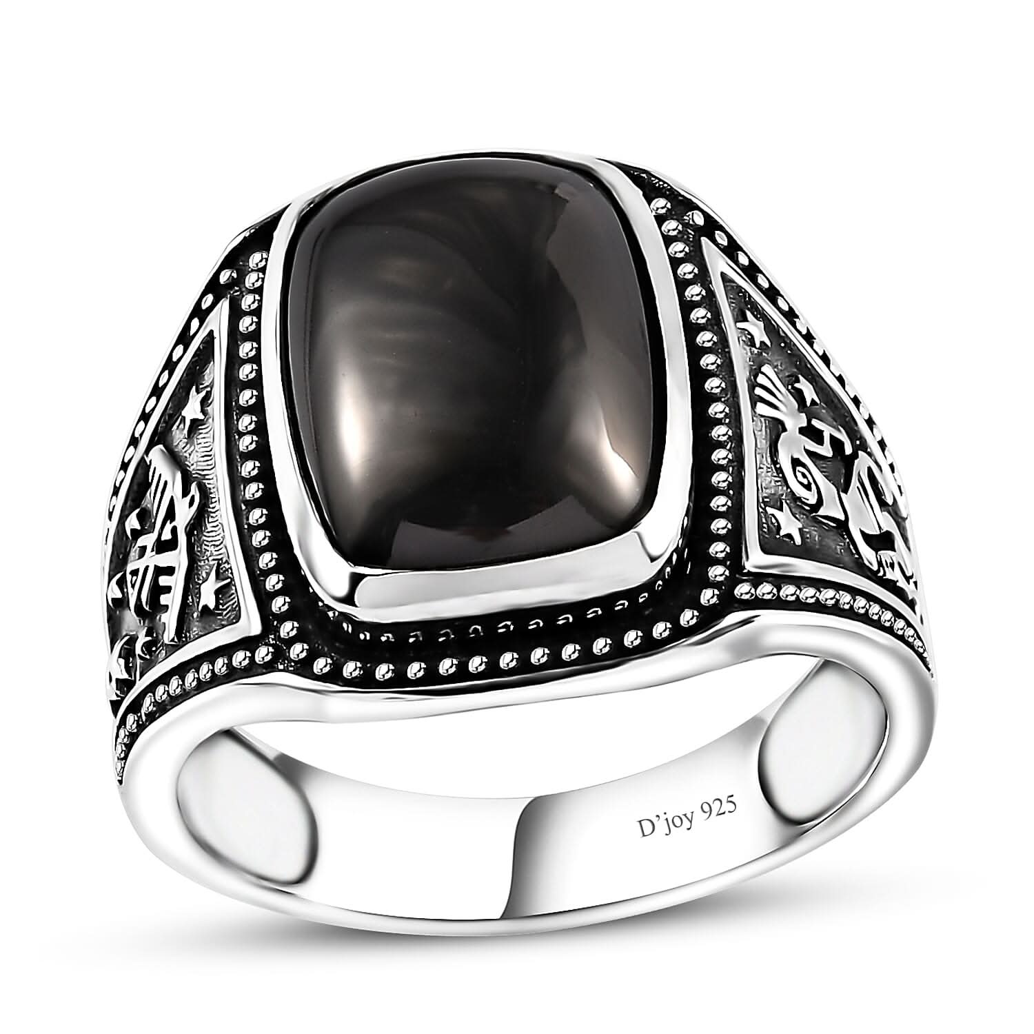 Artisan Crafted Elite Shungite Men's Ring in Sterling Silver (Size 10.0) 4.65 ctw