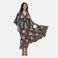 Host Pick TLV Tamsy Neutral Zebra Mixed Print Elastic Waist Maxi Dress - One Size Fits Most