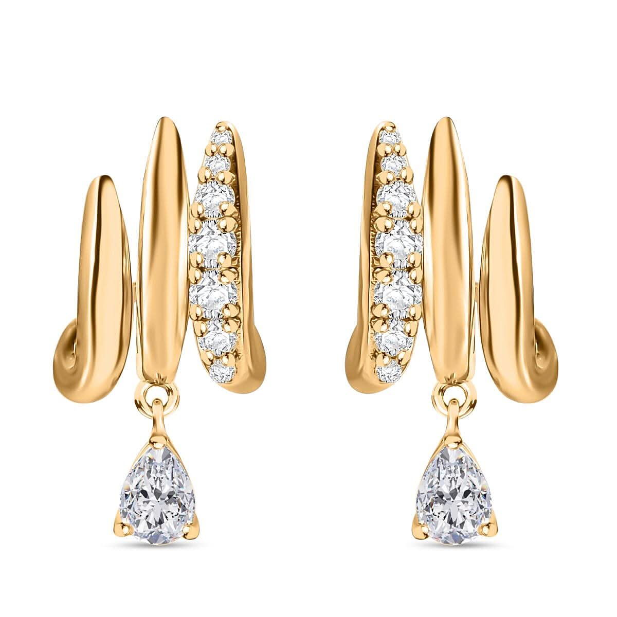 D'Joy Moissanite 1.30 ctw Earrings in Vermeil Yellow Gold Over Sterling Silver