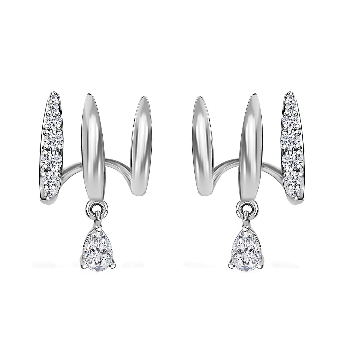 Moissanite 1.30 ctw Fancy Earrings in Platinum Over Sterling Silver