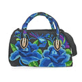 Blue Floral Embroidered Handbag with Shoulder Strap (12.6"x4.7"x9") - Sticky add to cart bar