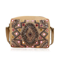 "100%  Genuine Leather embellished crossbody sling Bag Size: 10.25(L) x 3.5 (W) x 8.25 (H)  inches Color: Black "