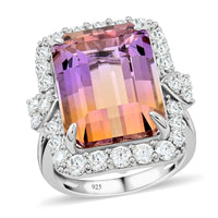 Bi-Color Ametrine, Moissanite Ring