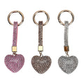 Set of 3 Sparkling Champagne, White, Pink Rhinestone Heart Keychain in Goldtone - Sticky add to cart bar