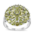 Peridot and White Zircon Floral Spray Ring in Platinum Over Sterling Silver (Del. in 10-12 Days) 4.75 ctw - Sticky add to cart bar