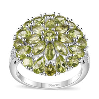 Peridot and White Zircon Floral Spray Ring in Platinum Over Sterling Silver (Del. in 10-12 Days) 4.75 ctw