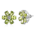 Peridot Floral Stud Earrings in Platinum Over Sterling Silver 5.00 ctw - Sticky add to cart bar