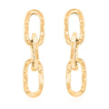 Italian 14K Yellow Gold Over Sterling Silver Textured Paper Clip 3 Row Drop Statement Earrings 5.20 Grams - Sticky add to cart bar