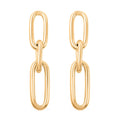 Italian 14K Yellow Gold Over Sterling Silver Paper Clip 3 Row Drop Statement Earrings 10.90 Grams - Sticky add to cart bar