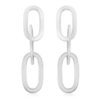 Italian Sterling Silver Paper Clip 3 Row Drop Statement Earrings 19.10 Grams