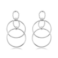 Italian Sterling Silver Circle Drop Interlocked Statement Earrings 7.50 Grams