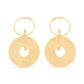 Italian 14K YG Over Sterling Silver Triple Circle Medallion Interlocked Drop Statement Earrings (10 g) - Sticky add to cart bar