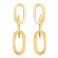 Italian 14K Yellow Gold Over Sterling Silver Paper Clip 3 Row Drop Statement Earrings 16.90 Grams - Sticky add to cart bar