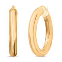 Italian 14K Yellow Gold Over Sterling Silver Bold Hoop Statement Earrings 8.40 Grams